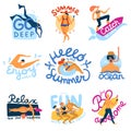 Sea Activities Emblems Set Royalty Free Stock Photo