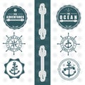 Sea Adventures with rope elements anchor wheel round logo