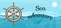 Sea adventures and travel poster. Marine cruise and sea travelling advertising placard template