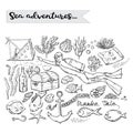 Sea adventures.Vector scuba diver over white .Marine.Underwater