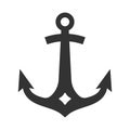Sea anchor black icon, navy ship symbol