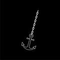 Sea anchor with chain icon isolated on black background Royalty Free Stock Photo