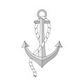 Icon of sea anchor. Monochrome vector illustration.