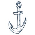Sea anchor monochrome vintage sticker