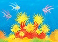 Sea anemone and shoal of fish