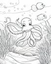 Sea animal mix showing multiple animals coloring page