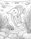 Sea animal mix showing multiple animals coloring page