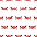 Sea animal seamless pattern with crab. Undersea world habitants print.