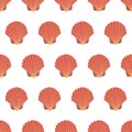 Sea animal seamless pattern with orange seashell. Undersea world habitants print.