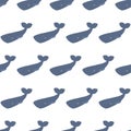 Sea animal seamless pattern with sperm whale. Undersea world habitants print.