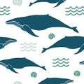 Sea animals background with whales Royalty Free Stock Photo