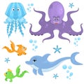 Sea Animals Collection Royalty Free Stock Photo