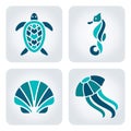 Sea animals mosaic icons Royalty Free Stock Photo