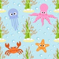 Sea animals seamless background Royalty Free Stock Photo