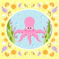 Sea background with octopus Royalty Free Stock Photo