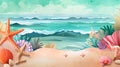 Sea background with starfish and seashells. Vector illustration Royalty Free Stock Photo