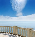 Sea from a balcony under clouds Royalty Free Stock Photo