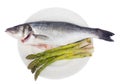 Sea bass with asparagus Royalty Free Stock Photo