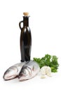 Sea bass fish with parsley, garlic and olive oil Royalty Free Stock Photo