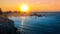 Sea bay with yachts at sunset russia