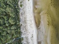 sea beach aerial detail view in summer