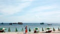 Sea beach blue sky sand sun daylight relaxation landscape viewpoint for design postcard and calendar in thailand Royalty Free Stock Photo