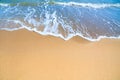 Sea Beach with blue surf of wave and yellow sand Royalty Free Stock Photo