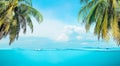 Sea the beach clear water and sky coconut trees