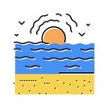 sea beach color icon vector illustration