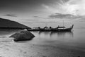 Sea beach group long tail boat anchor coast at lipe island