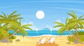Sea beach island landscape, tropical paradise seashore scenery with coconut palm trees Royalty Free Stock Photo
