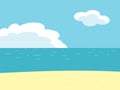 Sea beach landscape. Ocean view horizontal panorama, water sand and clouds. Vector illustration beach va Royalty Free Stock Photo