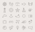 Sea and beach line icons. Vector set. Royalty Free Stock Photo