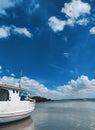 Sea beach sky blue view canoe beautiful amazing white three