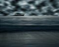 Sea and beach with sky storm cloud, Blur motion