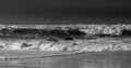 Sea, beach, water, waves, BlackandWhite, Monochrome