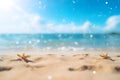 Sea beach with white sand beach blue sky with clouds, Summer Holiday background Royalty Free Stock Photo