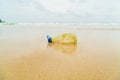 The sea is beautiful but the unsettled plastic waste can cause damage to the sea and aquatic life. Plastic waste is not biodegrada Royalty Free Stock Photo