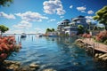 Sea berth. Yachts moored at a luxury resort