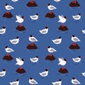 Sea and blackhead seagulls vector seamless pattern Royalty Free Stock Photo