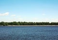 Sea and blue sky background, long distance land, beach Royalty Free Stock Photo