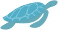 Sea blue turtle swimming on white background. Ocean animal cartoon nautical character tortoise Royalty Free Stock Photo