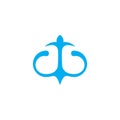 sea blue water ancor simple logo vector