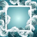 Sea blue water wave frame, ocean border background design element for banner or greeting card, decoration vector