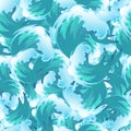 Sea blue water wave seamless pattern, ocean border background design element for banner or greeting card, decoration Royalty Free Stock Photo