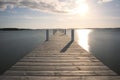 Sea boardwalk sunset Royalty Free Stock Photo