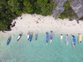 Beautiful Sea and boat beach coast aerial view