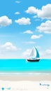Blue sky and white clouds beach landscape layout illustration Royalty Free Stock Photo