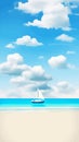Seaside sailing blue sky white clouds beach seaside scenery illustration Royalty Free Stock Photo