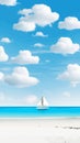 Seaside sailing blue sky white clouds beach seaside scenery illustration Royalty Free Stock Photo